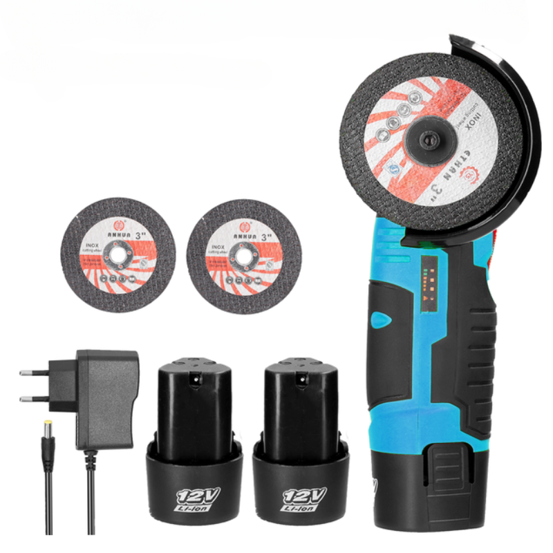 12 V snoerloze haakse slijper - dubbele accu + snellader